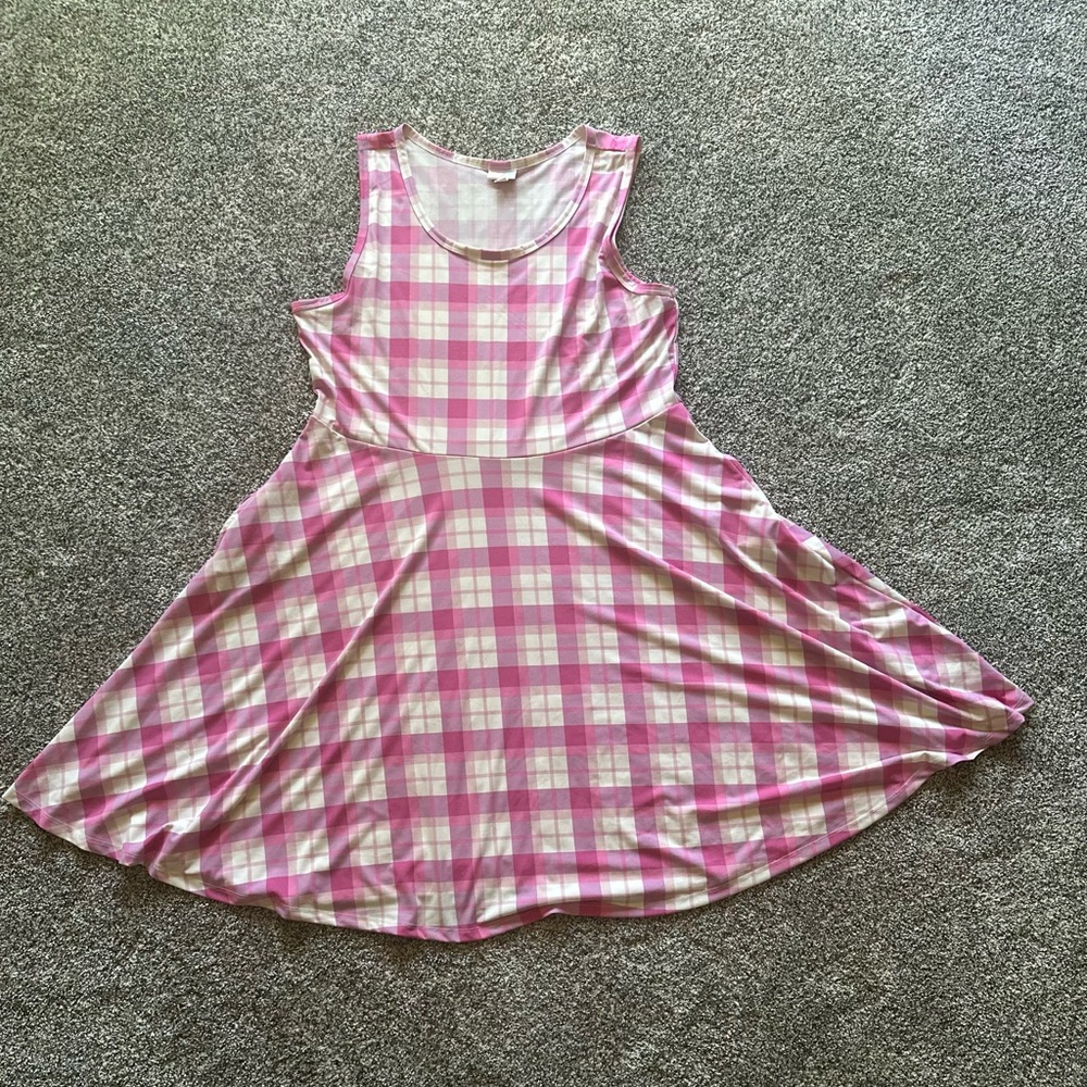 LuLaRoe Pink and White Plaid Nicki Dress